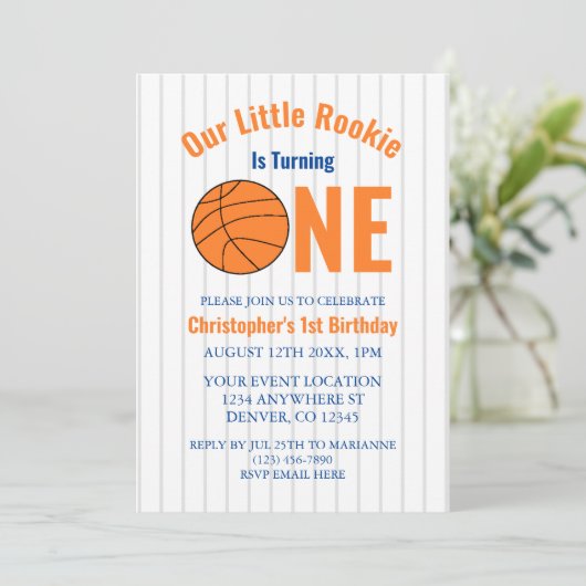 ルーキーバスケットボール1回目の誕生日 招待状 (スタンド正面)