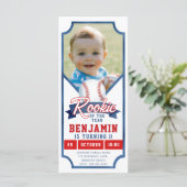 ルーキーベースボールフォトブルーボーイワンバースデー招待状 (スタンド正面)