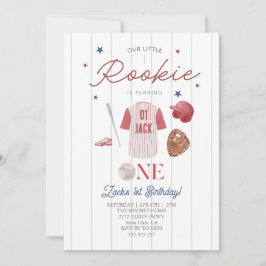 ルーキーベースボール名前をカスタムするボーイズ1歳 招待状