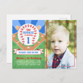 ルーキーベースボール1thバースデーフォト招待状 ポストカード (正面/裏面)