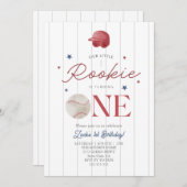 ルーキー野球帽ボーイズ1歳の誕生日 招待状 (正面/裏面)
