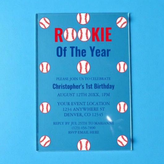 ルーキー野球1歳 アクリル招待状