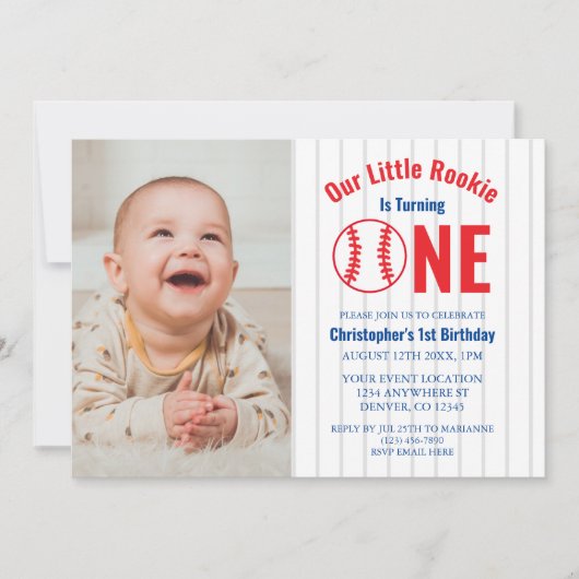 ルーキー野球1歳 招待状 (正面)