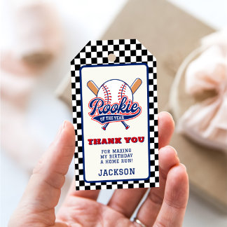 ルーキー・オブ・ザ・イヤー野球カスタムの誕生日パーティー ギフトタグ