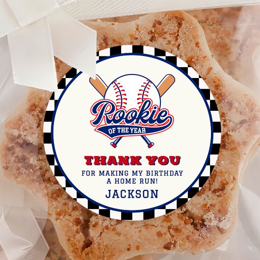 ルーキー・オブ・ザ・イヤー野球カスタムの誕生日パーティー ラウンドシール
