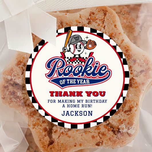 ルーキー・オブ・ザ・イヤー野球カスタムの誕生日パーティー ラウンドシール