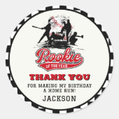 ルーキー・オブ・ザ・イヤー野球カスタムの誕生日パーティー ラウンドシール (正面)