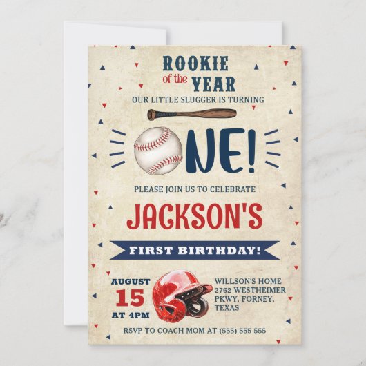 ルーキー・オブ・ザ・イヤー野球第1期バースデーバッターアップ 招待状 (正面)