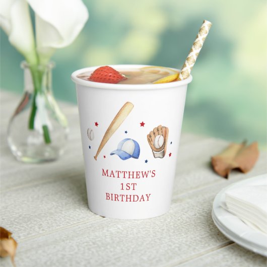 ルーキー・オブ・ザ・イヤー野球・ファースト誕生日 紙コップ (インサイチュ)