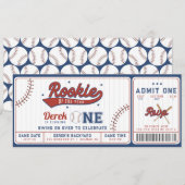 ルーキー・オブ・ザ・イヤー1歳の誕生日チケット招待状 招待状 (正面/裏面)