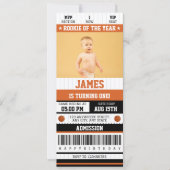 ルーキー・オブ・ザ・イヤー1歳バースデーバスケットボールチケット 招待状 (正面)