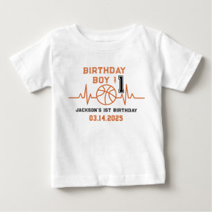 ルーキー・オブ・ザ・イヤー1thバースデーバスケットボール ベビーTシャツ