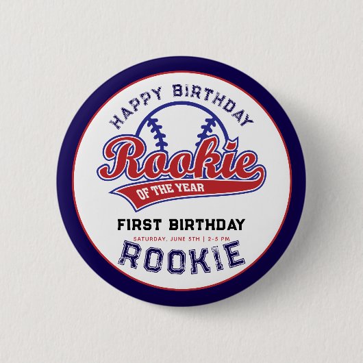ルーキー・オブ・ザ・イヤー1th birthday baseball 缶バッジ (正面)