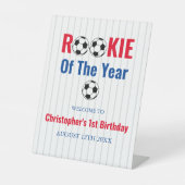ルーキー・オブ・ザ・イヤー サッカー 1歳の誕生日 台座サイン (正面)
