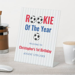 ルーキー・オブ・ザ・イヤー サッカー 1歳の誕生日 台座サイン
