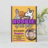 ルーキー・オブ・ザ・イヤー - バスケットボールと写真付き 招待状 (スタンド正面)