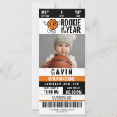 ルーキー・オブ・ザ・イヤー バスケットボール フォト バースデー 招待状 (正面)