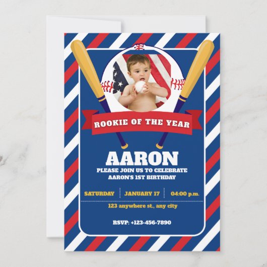 ルーキー・オブ・ザ・イヤー フォト キッズパーティー 招待状 (正面)