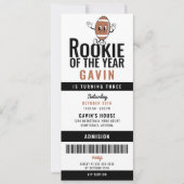 ルーキー・オブ・ザ・イヤー・フットボールカスタマイズ誕生日 招待状 (正面)