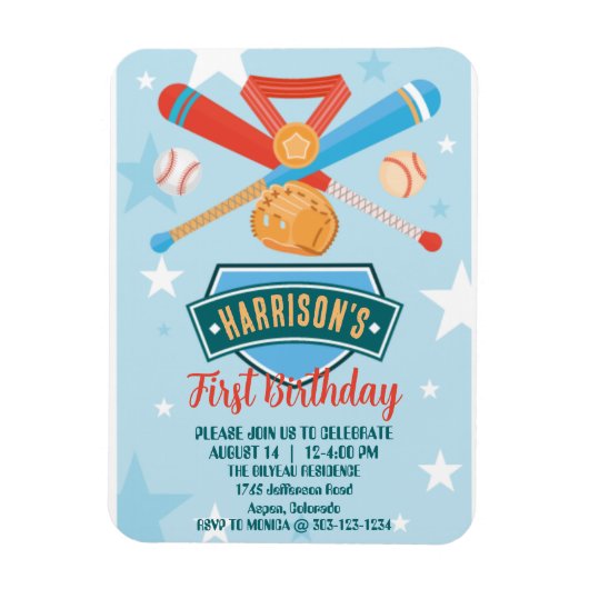 ルーキー・オブ・ザ・イヤー・ベースボール第1回の誕生日 マグネット (縦)