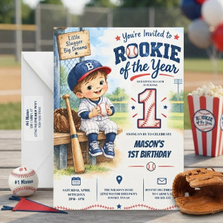ルーキー・オブ・ザ・イヤー 少年野球の1歳の誕生日 招待状