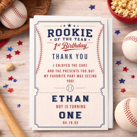ルーキー・オブ・ザ・イヤー 野球チケット 1歳の誕生日 サンキューカード