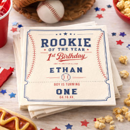 ルーキー・オブ・ザ・イヤー 野球チケット 1歳の誕生日 スタンダードカクテルナプキン