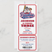 ルーキー・オブ・ザ・イヤー 野球チケット 3歳 誕生日 招待状 (正面)