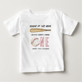 ルーキー・オブ・ザ・イヤー 野球1歳の誕生日パーティー ベビーTシャツ