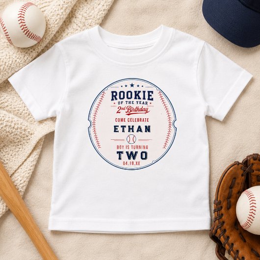 ルーキー・オブ・ザ・イヤー 野球 2歳の誕生日 キッズ ベビーTシャツ