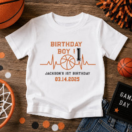 ルーキー・オブ・ザ・イヤー 1歳の誕生日バスケットボール ベビーTシャツ