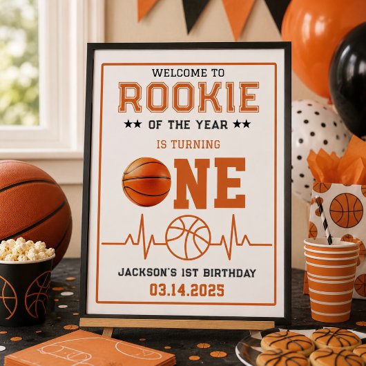 ルーキー・オブ・ザ・イヤー 1歳の誕生日バスケットボール ポスター