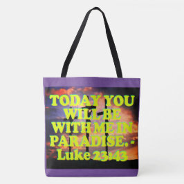 ルークの23:43からの聖書の詩。 トートバッグ