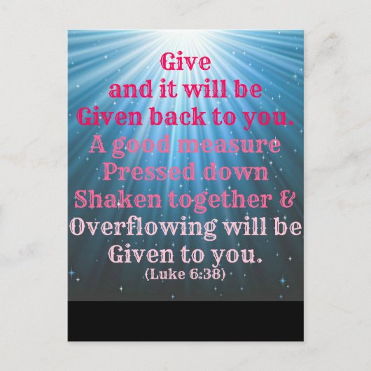 ルーク与えバイブルは、あなた与えに戻るだろう。 ポストカード (正面)