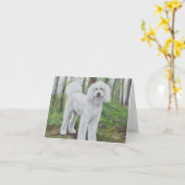 ルーク金落書き犬の芸術のメッセージカード カード (黄色い花)