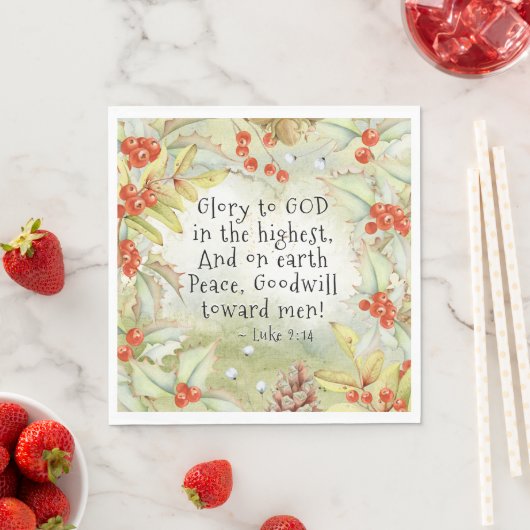 ルーク2の最も高いのの神への14栄光、クリスマス スタンダードランチョンナプキン (インサイチュ)