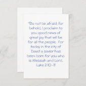 ルーク2:10-11を恐れない サンキューカード (正面/裏面)