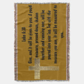 ルーク6:38聖書と信じる希望と十字架 スローブランケット (正面縦)