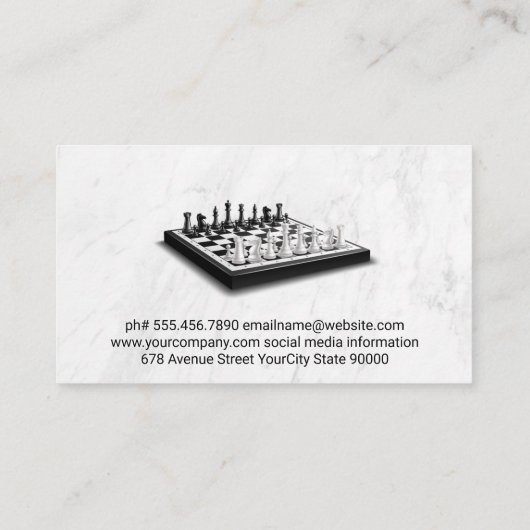 ルーク・チェス・ピース | 大理石 名刺 (裏面)