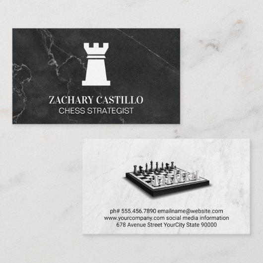 ルーク・チェス・ピース | 大理石 名刺 (正面/裏面)
