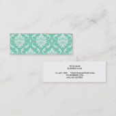 ルーサイトの緑および白くクラシックなダマスク織 スキニー名刺 (正面/裏面)