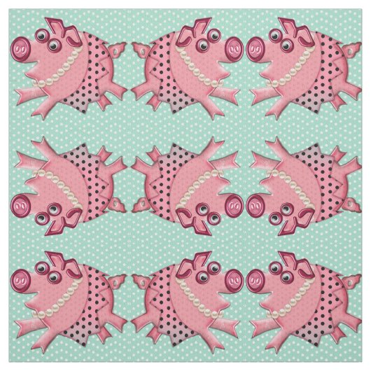 ルーサイトの緑のピンクの優雅な豚のよう ファブリック (見本)