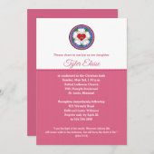 ルーサーズバラホリークロス招待状ピンク 招待状 (正面/裏面)