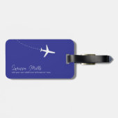 ルーシンプルトブルーの白点々のある飛行機 ラゲッジタグ (裏面横)
