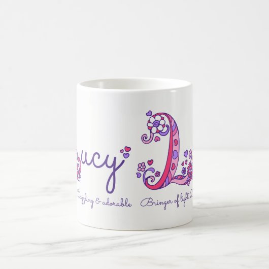 ルーシーの一流の意味装飾的なLモノグラムのマグ コーヒーマグカップ (中央)