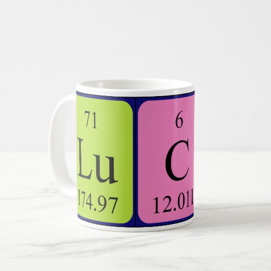 ルーシーの周期表の名前のマグ コーヒーマグカップ (正面左)