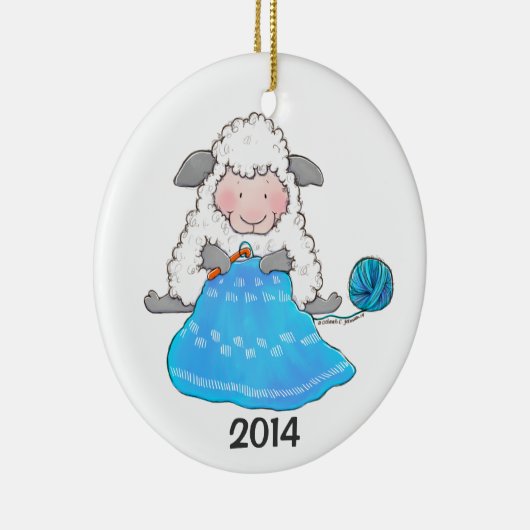 ルーシーの雌ヒツジはクリスマスのオーナメントをかぎ針で編みます セラミックオーナメント (右)