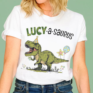 ルーシーサウルス 恐竜 オーダーメイド 子供の誕生日パーティー Tシャツ