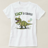 ルーシーサウルス 恐竜 オーダーメイド 子供の誕生日パーティー Tシャツ (デザイン正面)