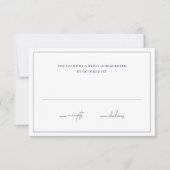 ルーシーネイビーブルークラシックエレガントウェディング 出欠カード (正面)